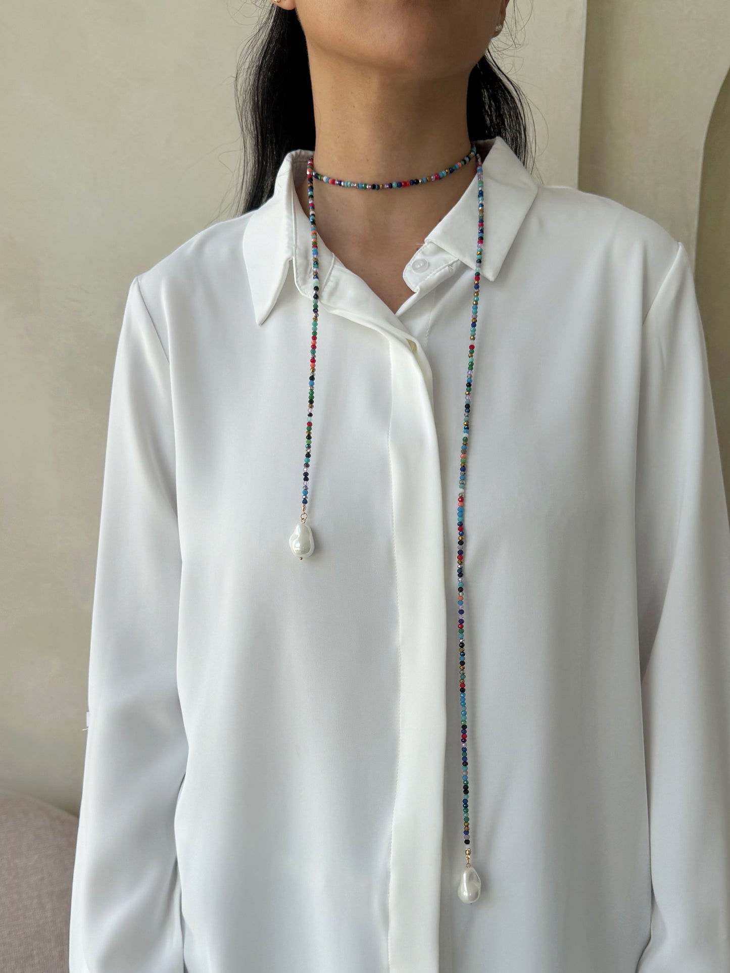 COLLAR LARGO PIEDRAS / MULTICOLOR - OJO CORAZON