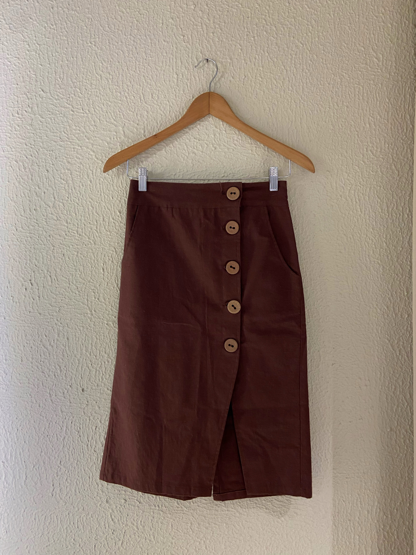 FALDA / LINEN STRECH - BROWN