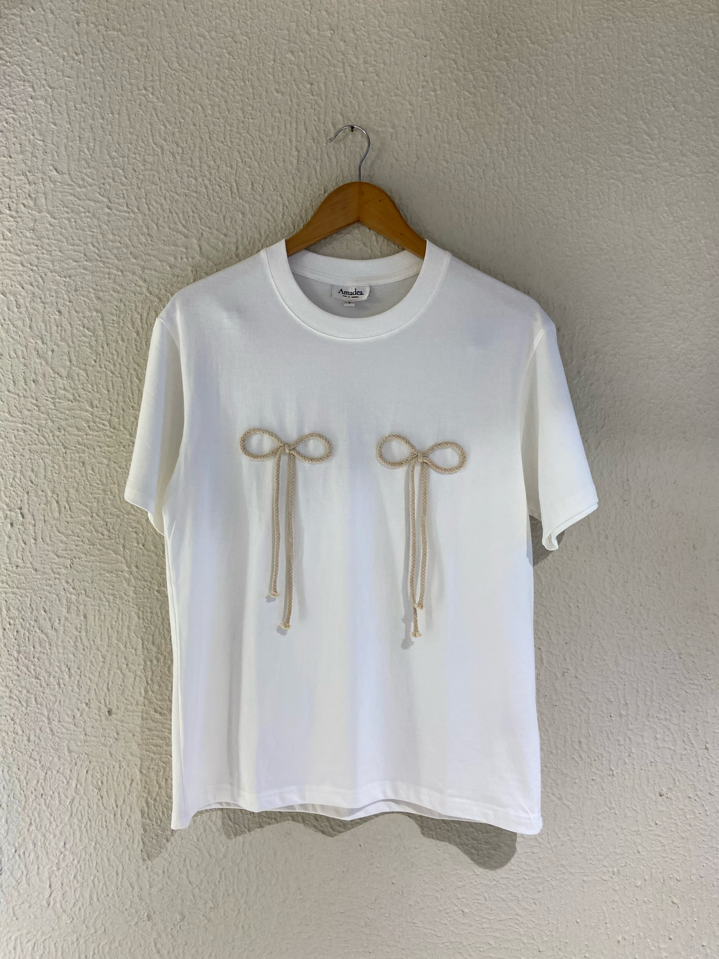 T-SHIRT / CORD BOW - WHITE