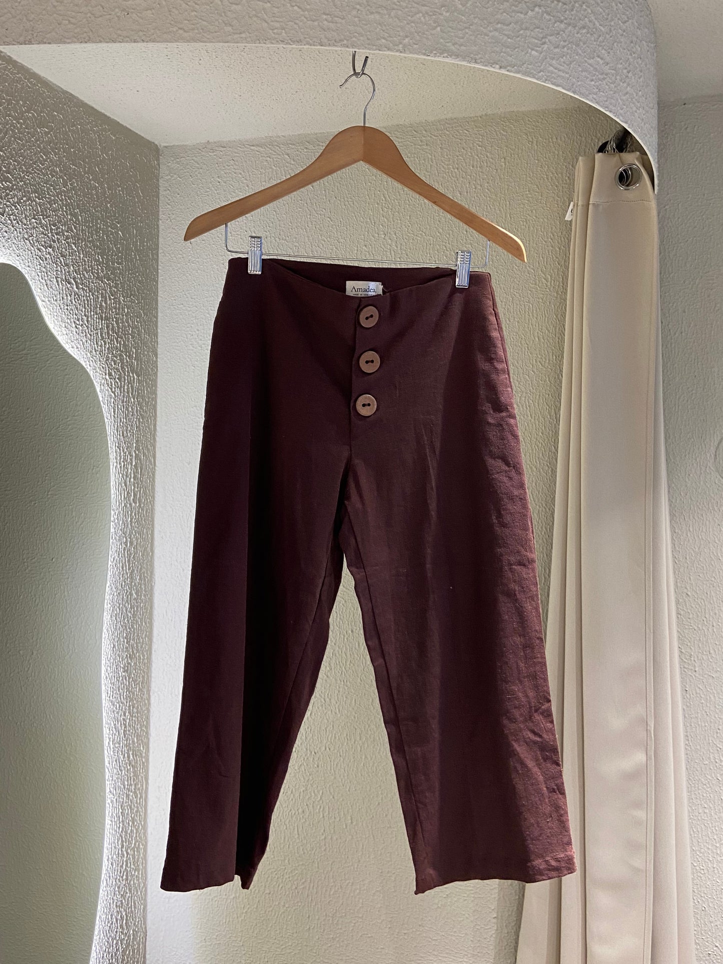 PANTALON / LINEN STRECH - BROWN