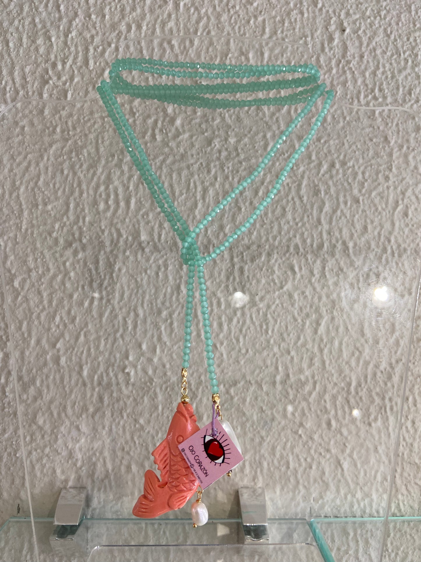 COLLAR / SWAROSKI Y DIJE PESCADO - OJO CORAZON