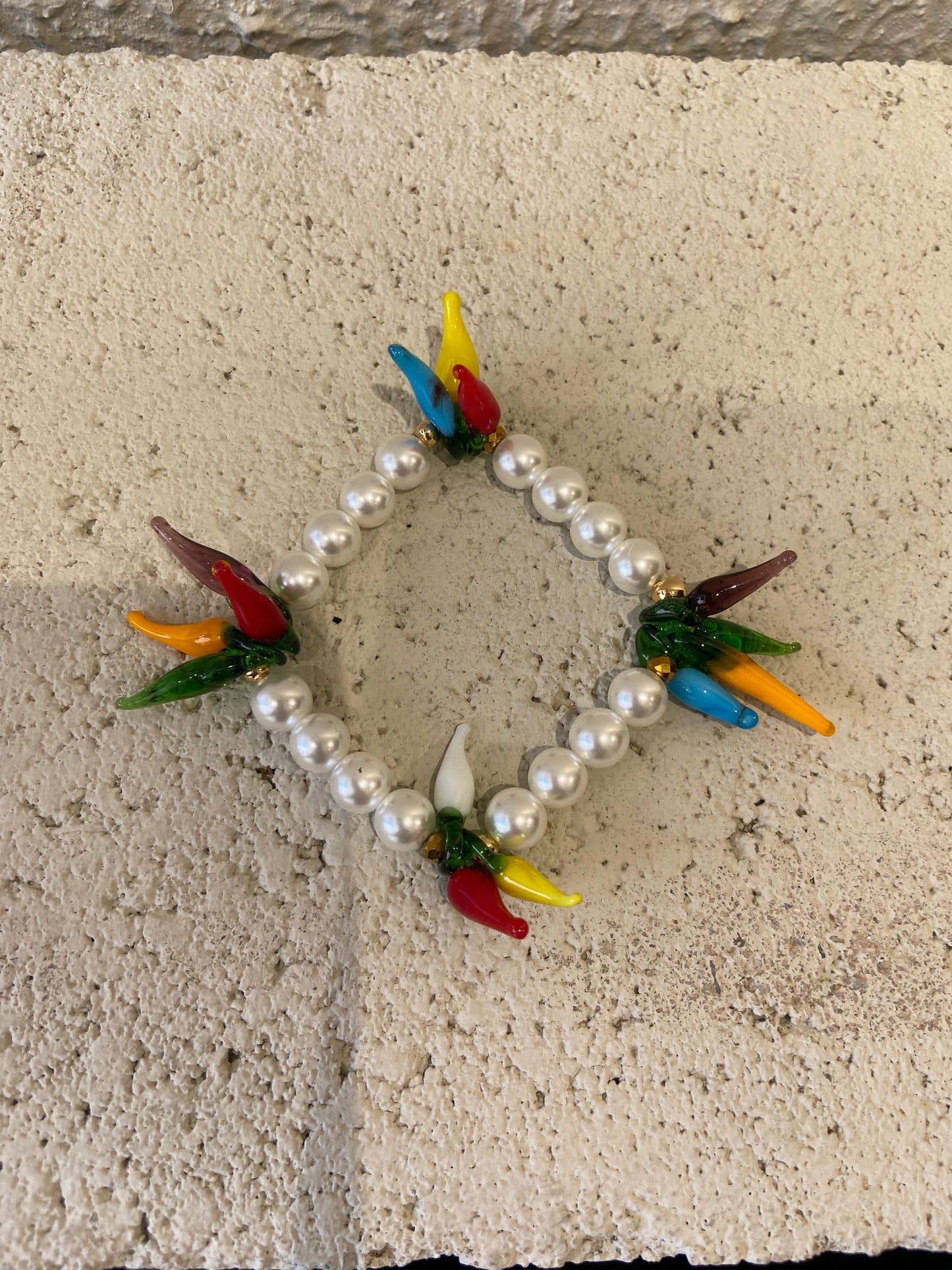 PULSERA / PERLAS Y AJI TRIPLE - OJO CORAZON