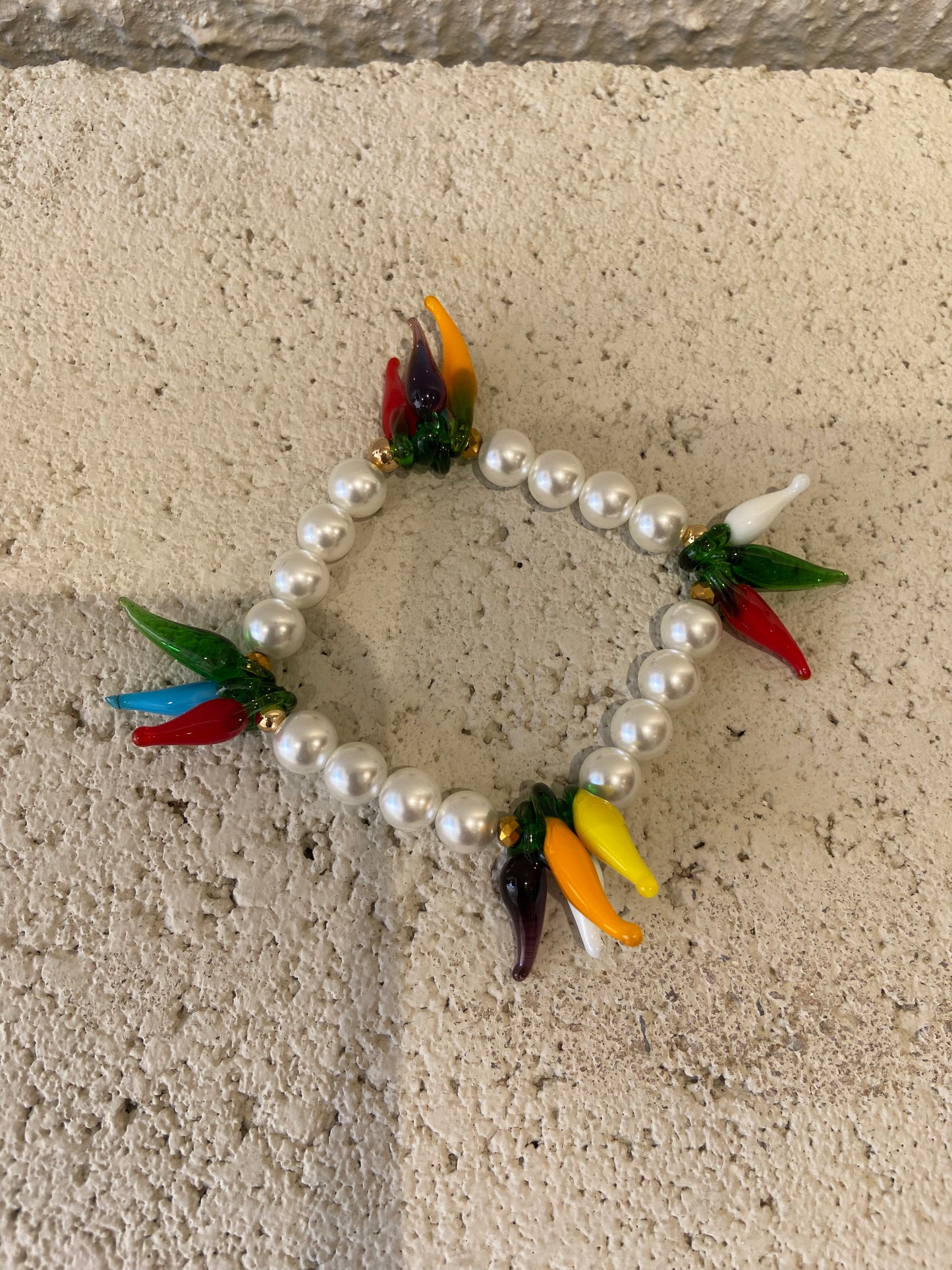 PULSERA / PERLAS Y AJI TRIPLE - OJO CORAZON
