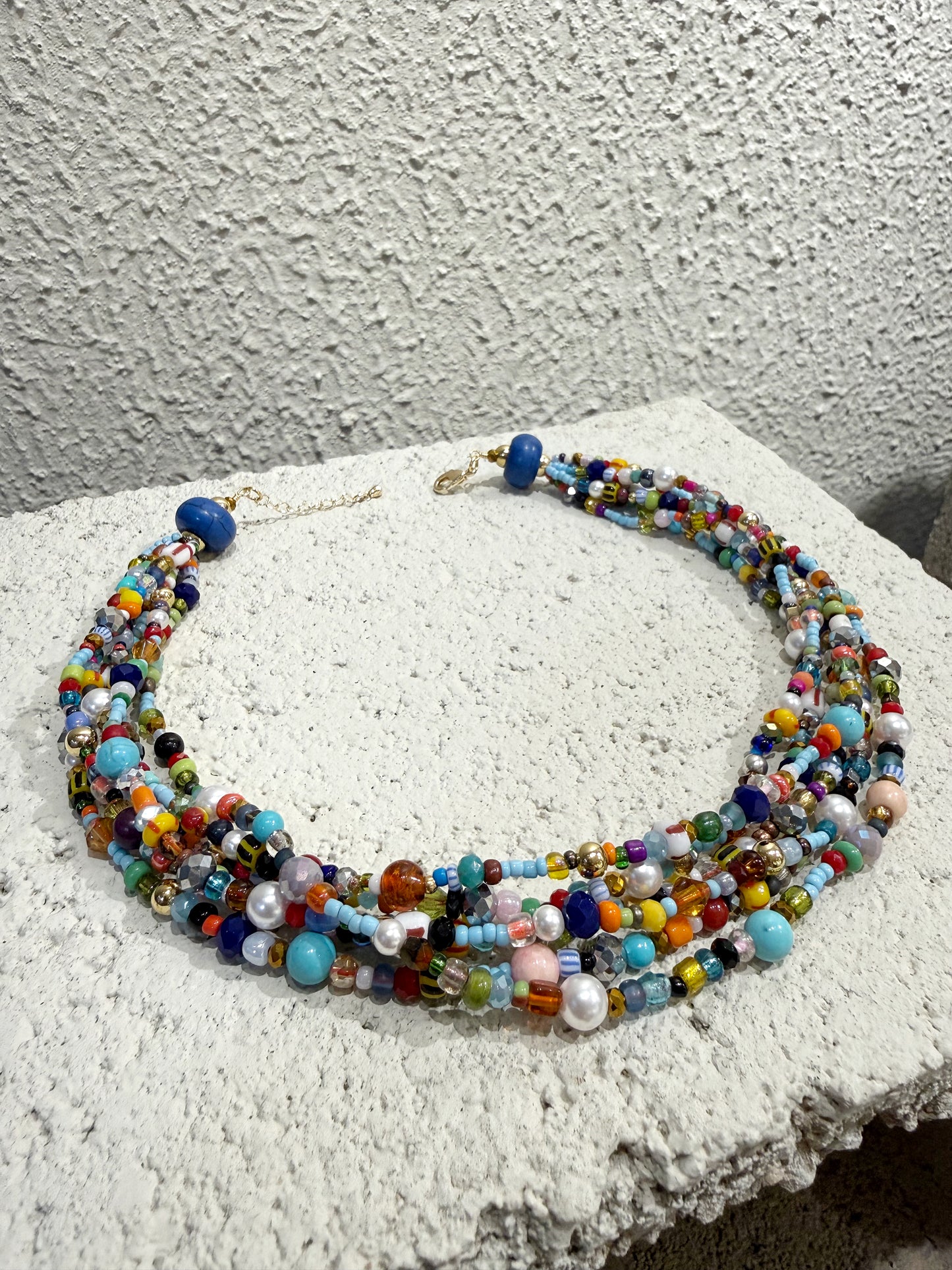 COLLAR PIEDRAS Y MOSTACILLA / MULTICOLOR - OJO CORAZON