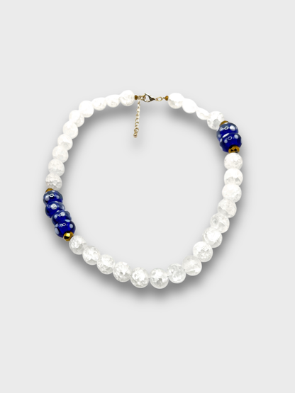 COLLAR PIEDRAS / AZUL & TRANSLUCIDO - OJO CORAZON