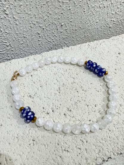 COLLAR PIEDRAS / AZUL & TRANSLUCIDO - OJO CORAZON