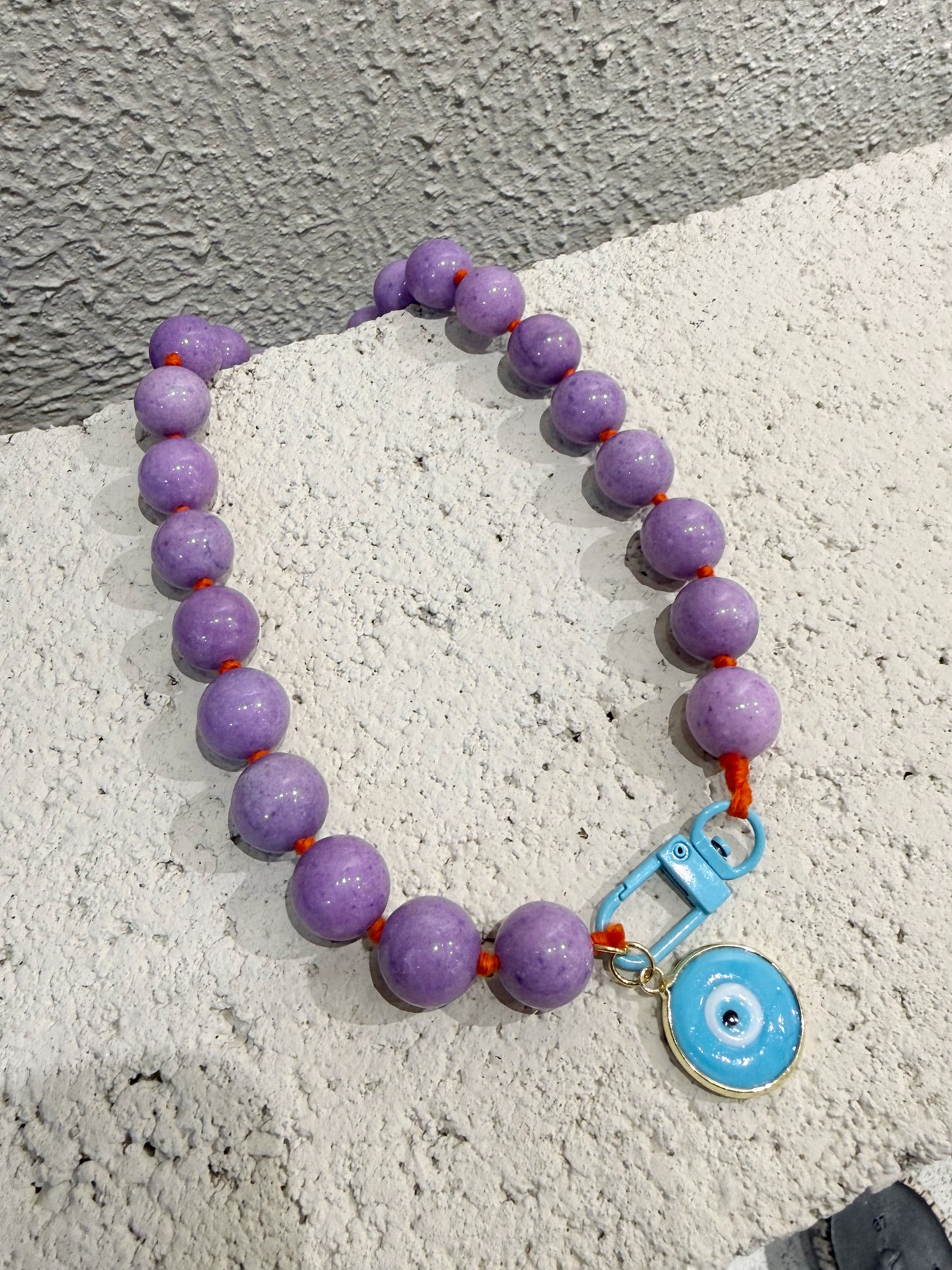 COLLAR PIEDRAS Y DIJE OJO TURCO / LILA - OJO CORAZON