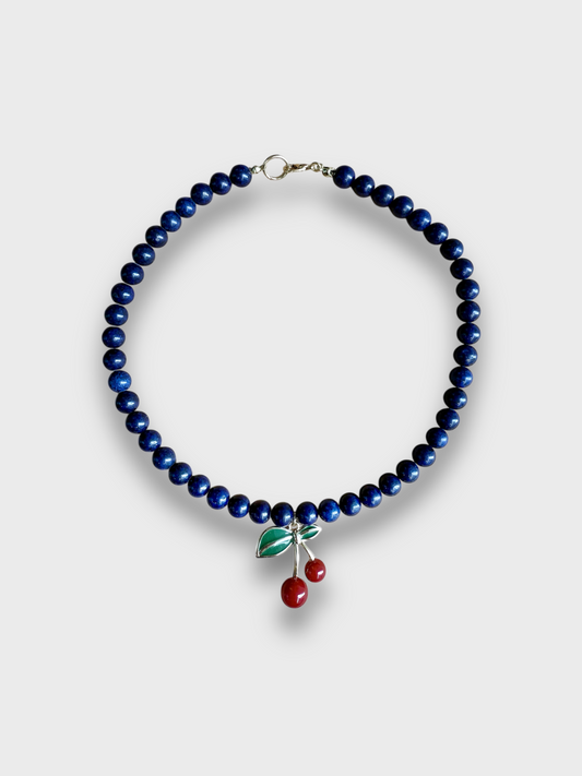 COLLAR PIEDRA AZULITA DIJE CEREZA