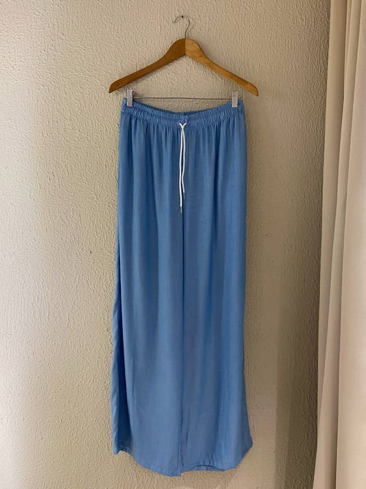 PANTALON / RELAXED FLOWY - BLUE CHAMBRAY