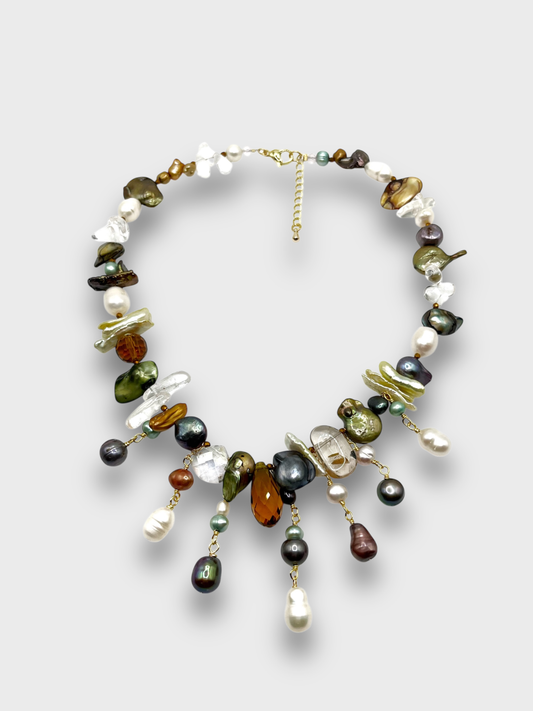 COLLAR PERLAS Y PIEDRAS / MULTICOLOR - OJO CORAZON