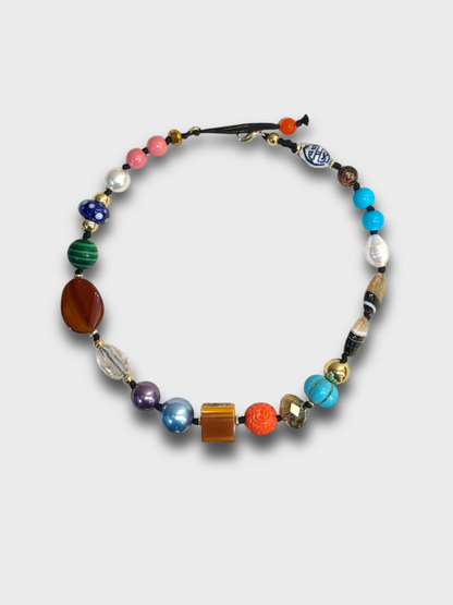 COLLAR CORDON NUDOS Y PIEDRAS / MULTICOLOR - OJO CORAZON