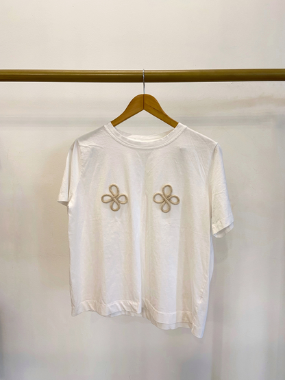 T-SHIRT / CORD FLOWER - WHITE