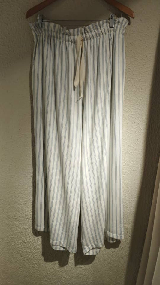 PANTALÓN RUFLE / RAYAS AZUL Y BLANCO