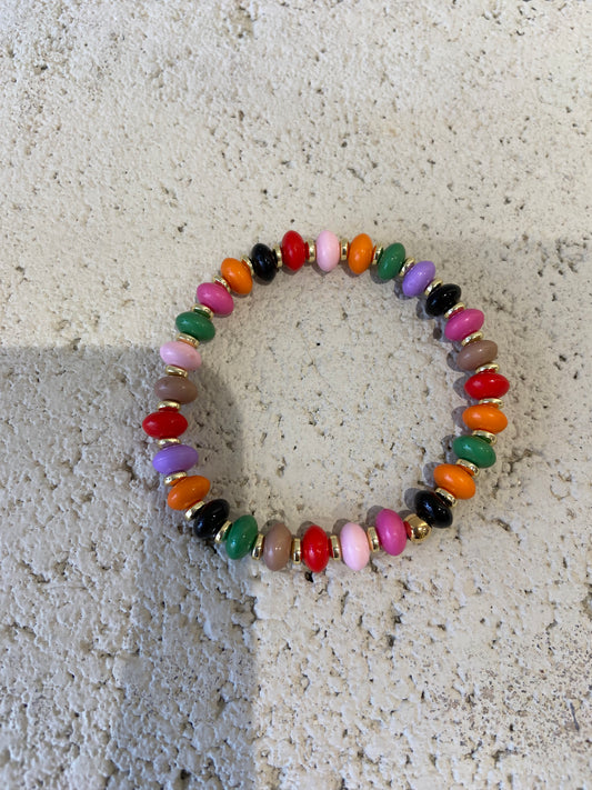 PULSERA / PIEDRAS MULTICOLOR - OJO CORAZON